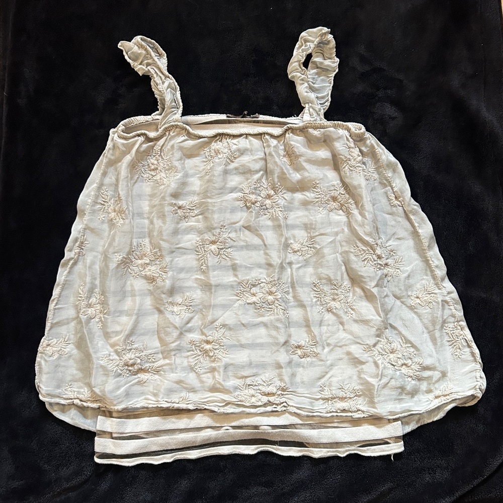 Women's Vintage Cream Embroidered Camisole Top